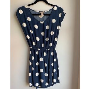 Banana Republic Navy Blue Polka Dot Mini Dress